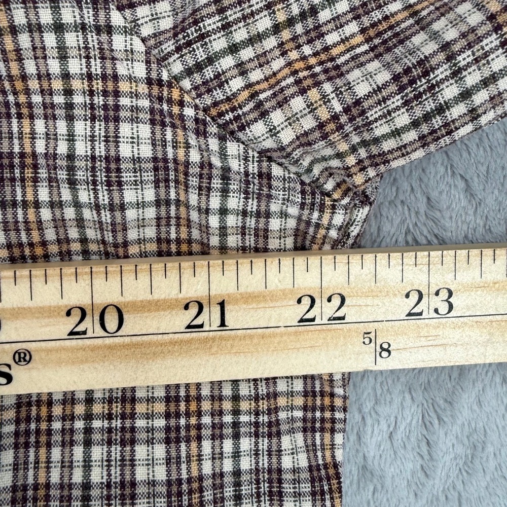Vintage Abercrombie & Fitch Brown Plaid Cotton Button Down Shirt Womens Size L - Picture 14 of 14